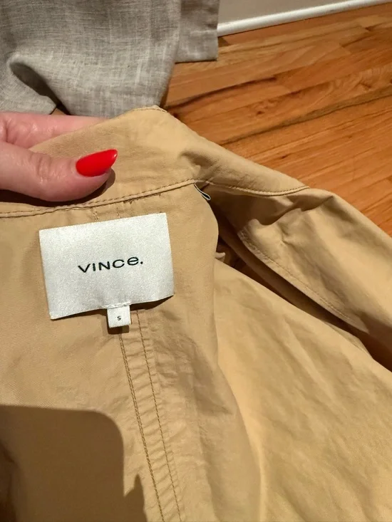 Vince Beige Trench Coat with Waist Tie - Picture 6 of 7